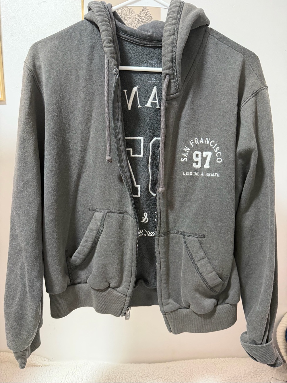American Eagle Outfitters Charcoal Grey Zip-Up Hoodie Jacket